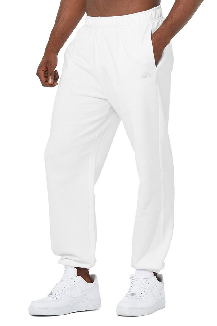 White Alo Yoga Accolade Sweat Men's Pants | 41678UCRW