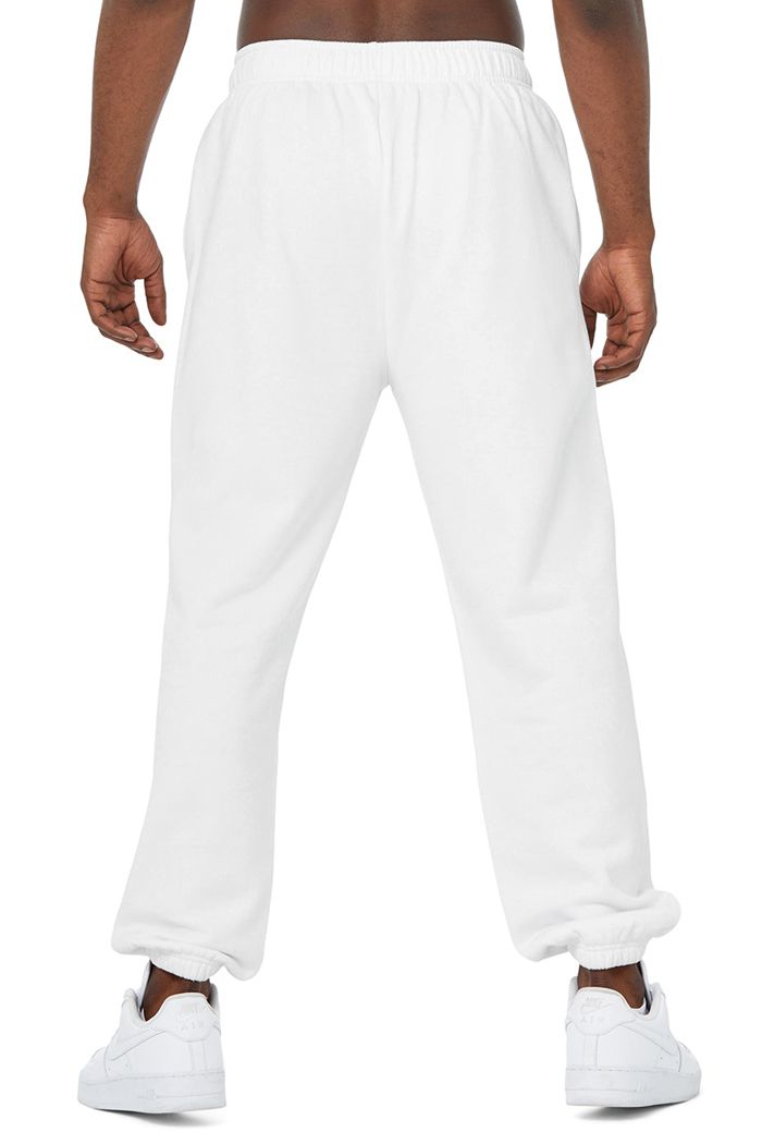 White Alo Yoga Accolade Sweat Men's Pants | 41678UCRW