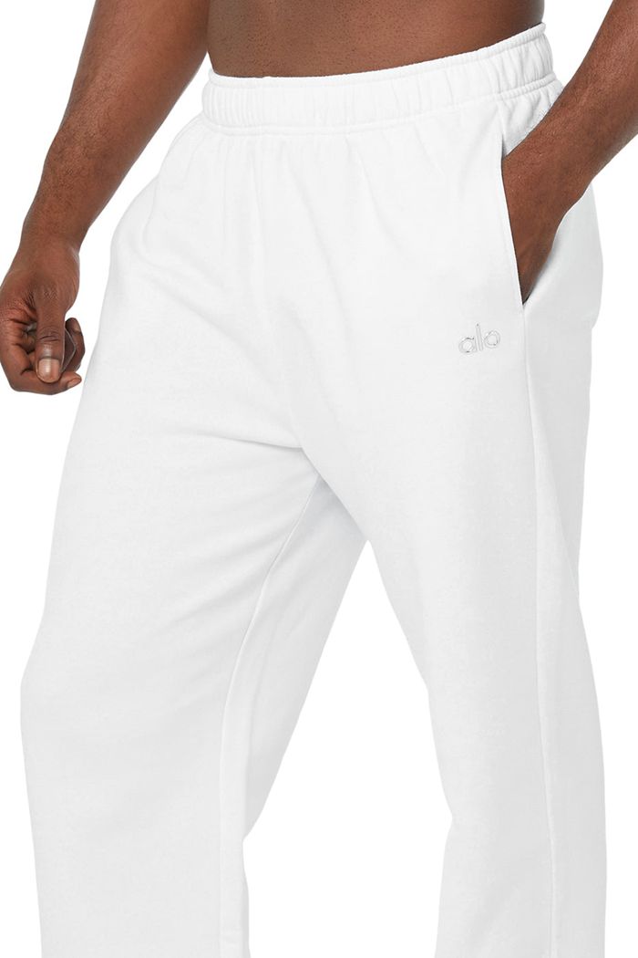 White Alo Yoga Accolade Sweat Men's Pants | 41678UCRW