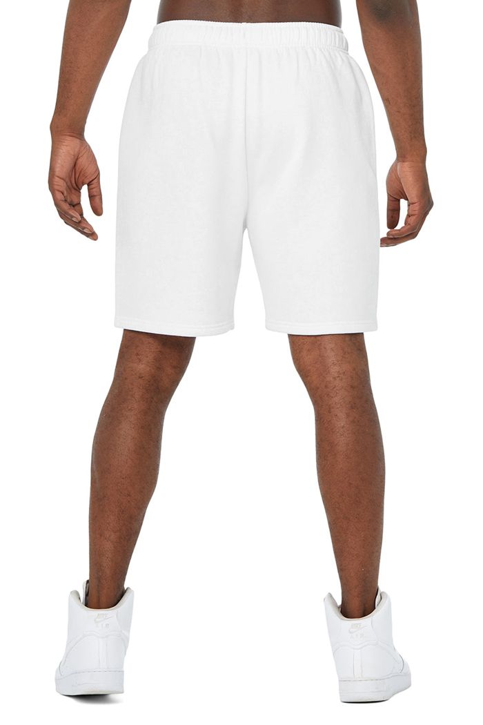 White Alo Yoga Accolade Sweat Men's Short | 90573EUOH