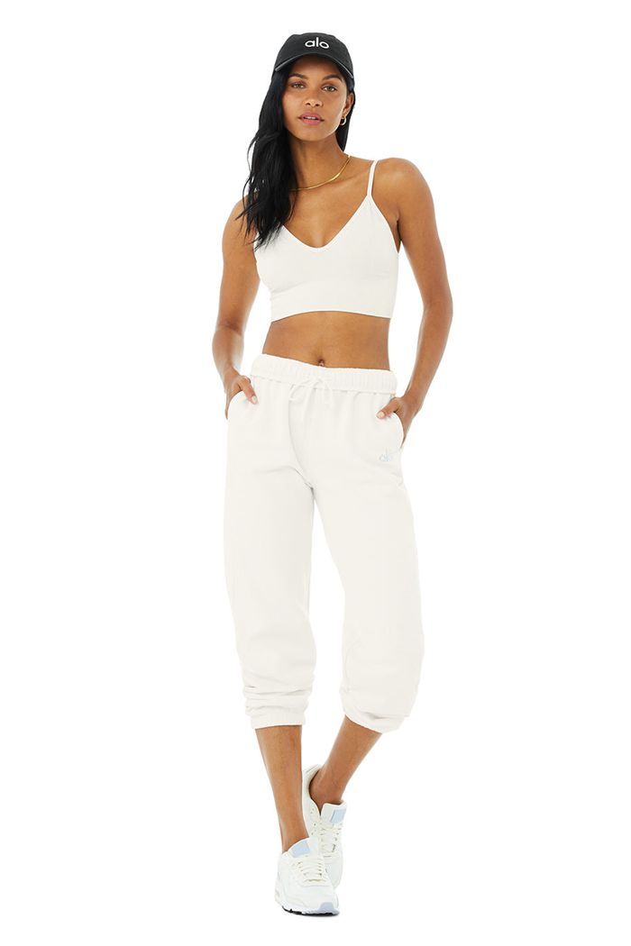 White Alo Yoga Accolade Sweat Women's Pants | 18570JLBA