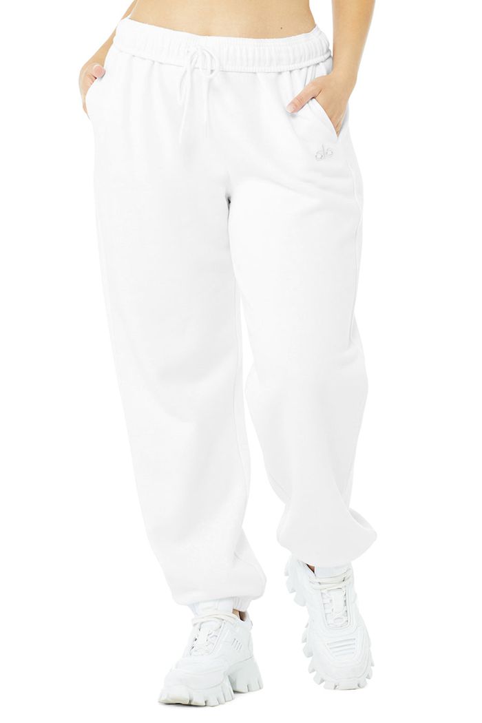 White Alo Yoga Accolade Sweat Women's Pants | 28495TYOC