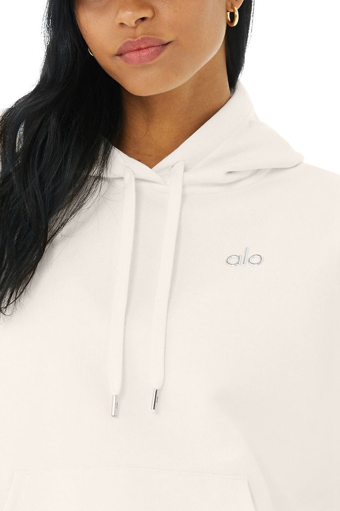 White Alo Yoga Accolade Women's Hoodie | 38275POTR