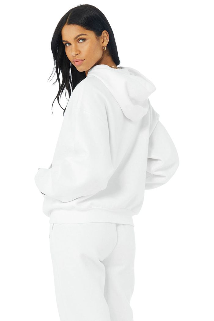 White Alo Yoga Accolade Women's Hoodie | 95032KQWT