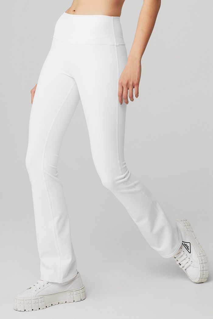 White Alo Yoga Airbrush High-Waist 7/8 Bootcut Women's Leggings | 54679UCLS