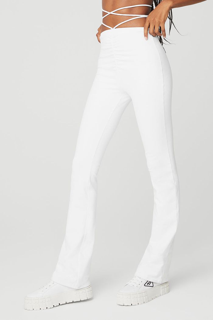 White Alo Yoga Airbrush High-Waist Cinch Flare Women's Leggings | 12893UPSG