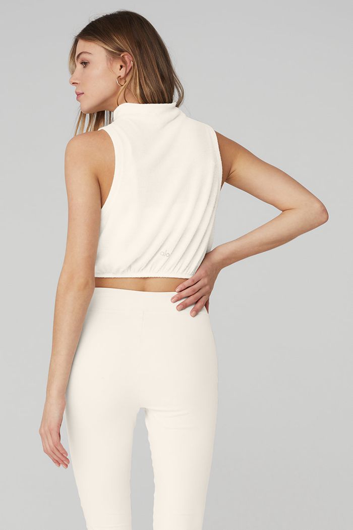 White Alo Yoga Alolux Soho Mock Neck Women's Vest | 43906NLIT