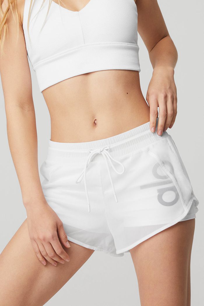 White Alo Yoga Ambience Women's Short | 60593BRQP