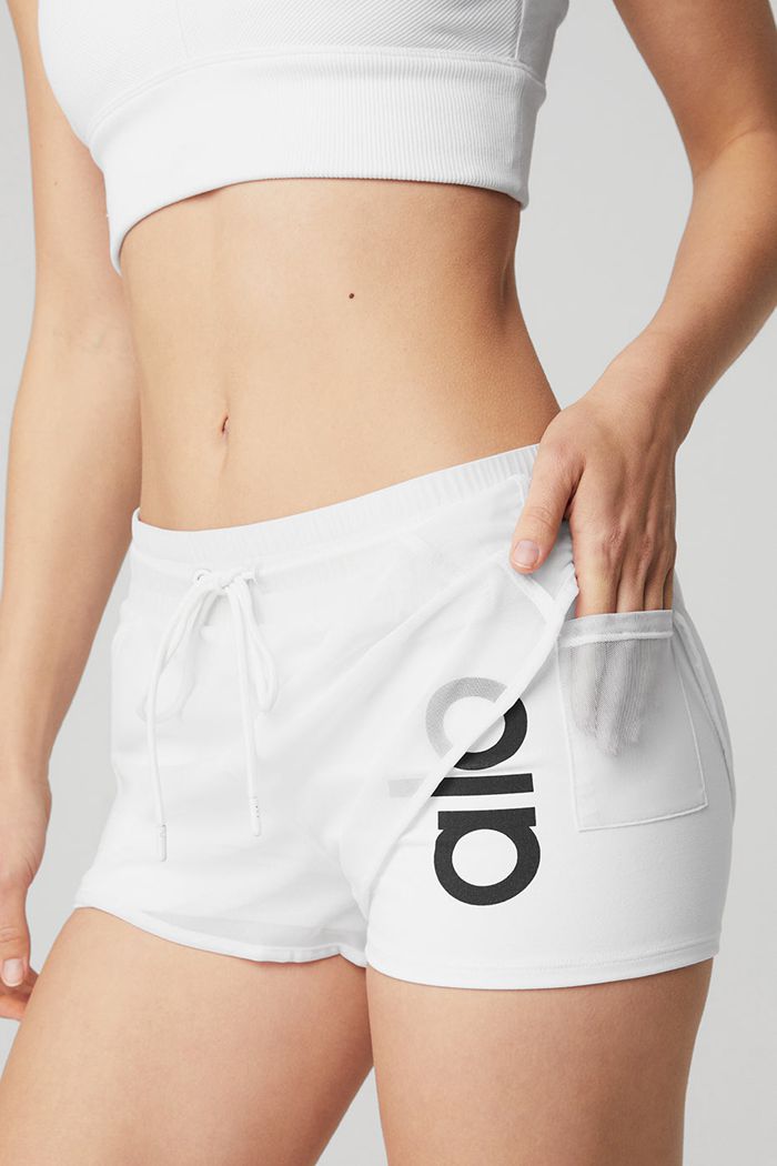 White Alo Yoga Ambience Women's Short | 60593BRQP