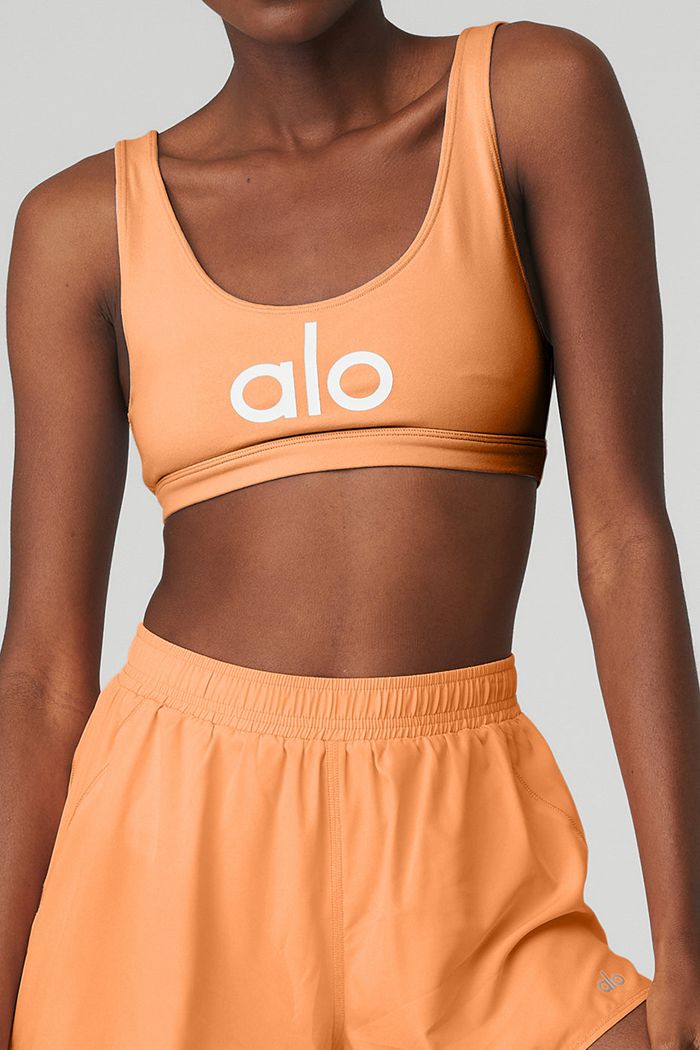 White Alo Yoga Ambient Logo Women's Bras | 13690PEUB