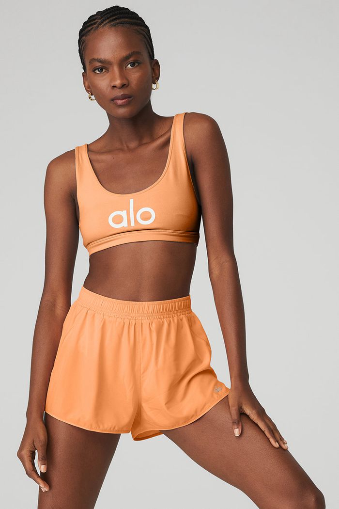 White Alo Yoga Ambient Logo Women\'s Bras | 13690PEUB