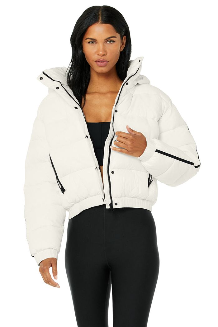 White Alo Yoga Aspen Love Puffer Women's Jackets | 30268CVLA