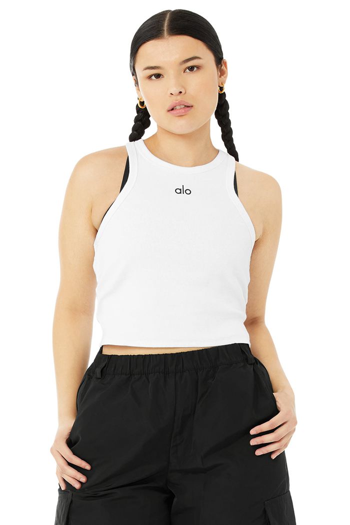 White Alo Yoga Aspire Women's Tank Tops | 29781YEFR