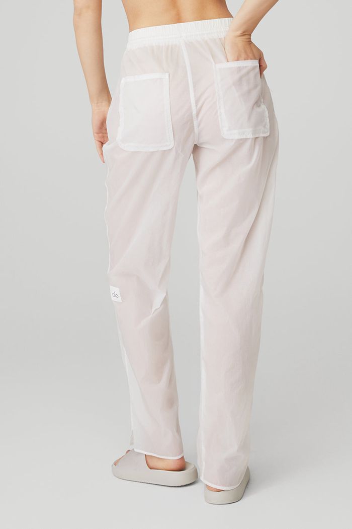 White Alo Yoga Cloud Nine Women's Pants | 53682DFAL