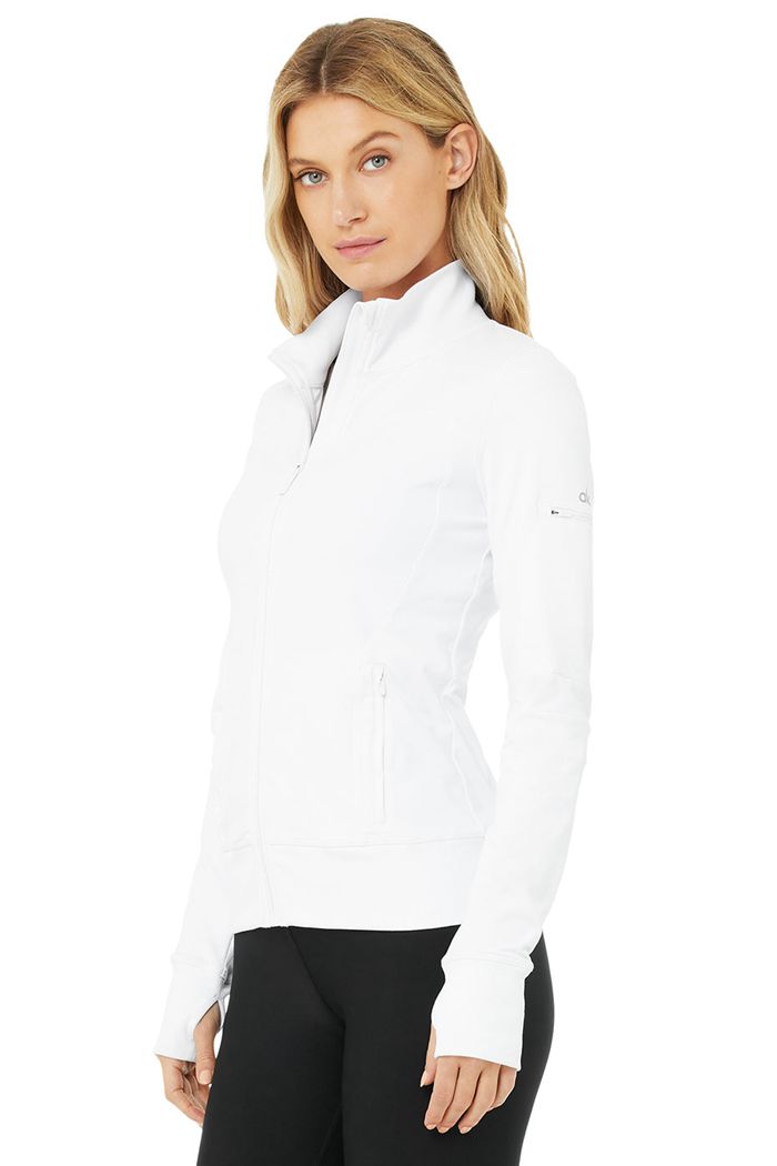 White Alo Yoga Contour Women's Jackets | 70165ZHEU