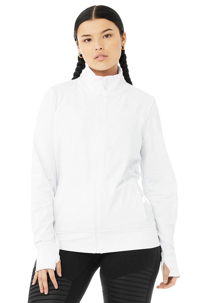 White Alo Yoga Contour Women's Jackets | 70165ZHEU