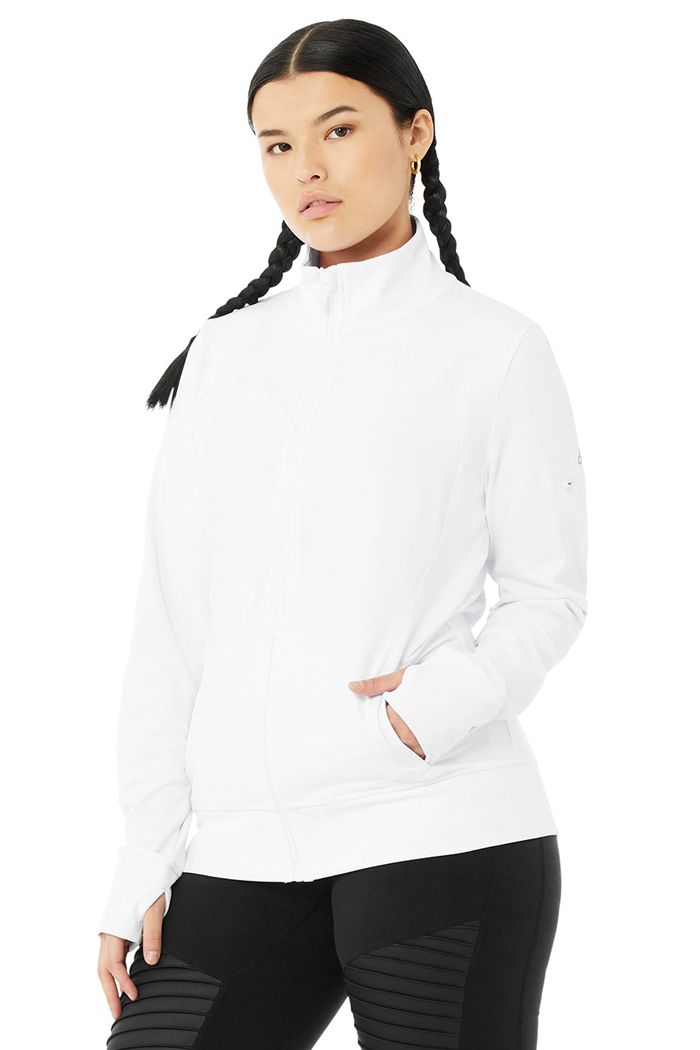 White Alo Yoga Contour Women's Jackets | 70165ZHEU