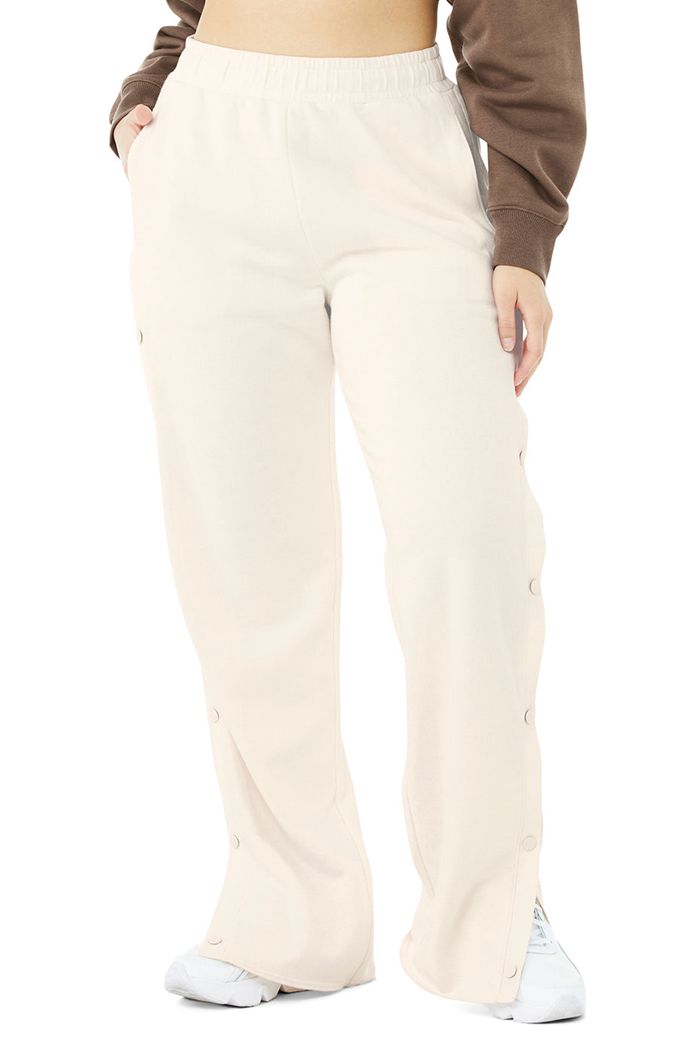 White Alo Yoga Courtside Tearaway Snap Women's Pants | 98546REYM