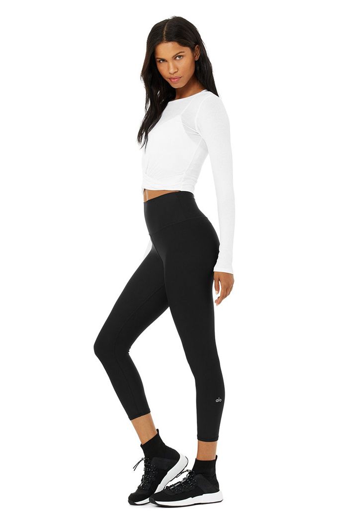 White Alo Yoga Cover Women's Long Sleeve | 93504MQUX