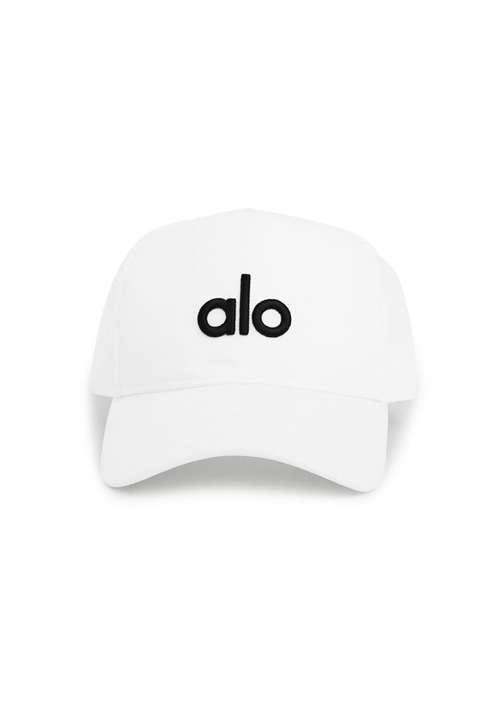 White Alo Yoga District Trucker Men's Hats | 25197MGNX