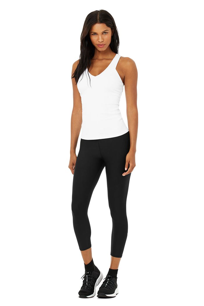 White Alo Yoga Elevate Women's Tank Tops | 32490XPSJ