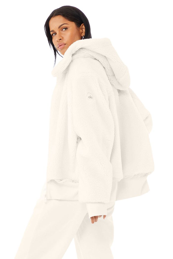 White Alo Yoga Foxy Sherpa Women's Jackets | 80539IKTD