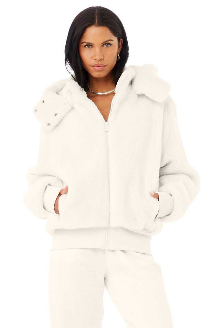 White Alo Yoga Foxy Sherpa Women's Jackets | 80539IKTD