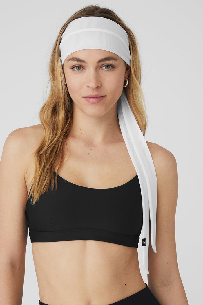 White Alo Yoga Fresh Mesh Tie Women's Headband | 17945RUVP