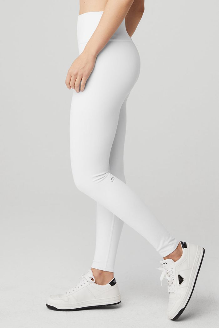 White Alo Yoga High-Waist Airbrush Women's Leggings | 35082UEPW