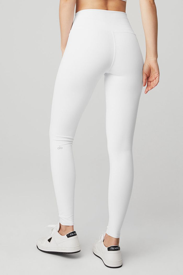 White Alo Yoga High-Waist Airbrush Women's Leggings | 35082UEPW