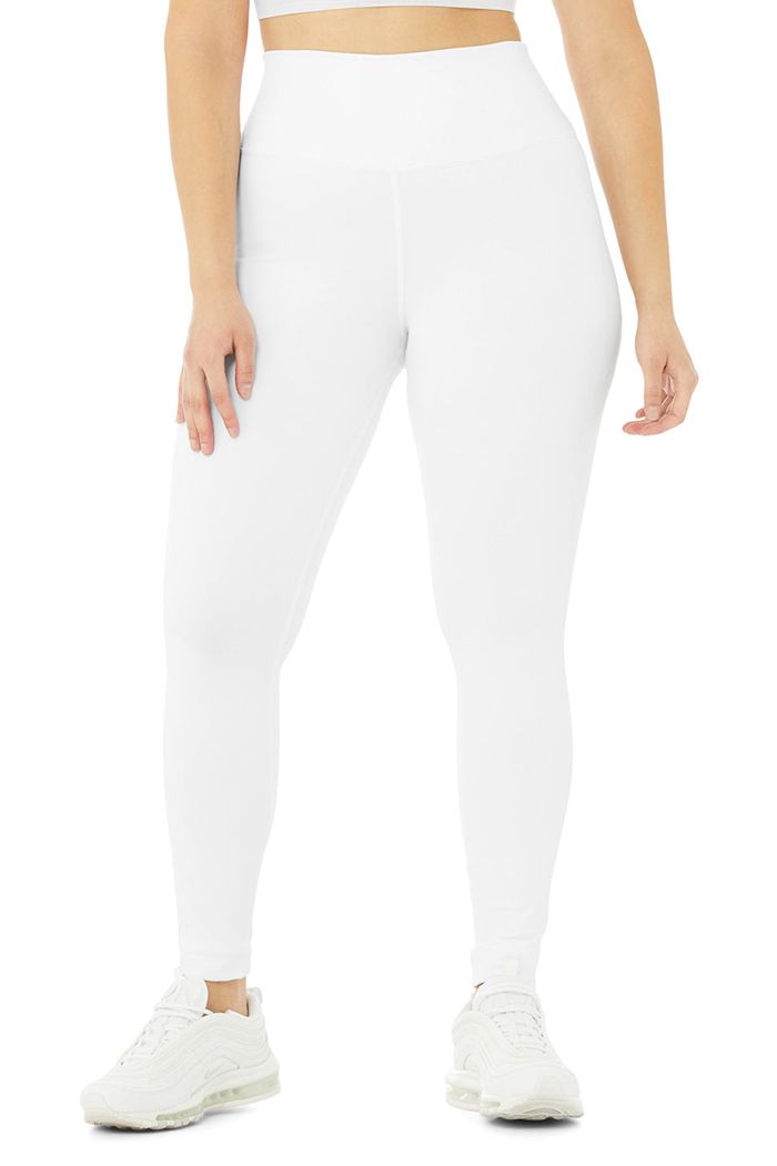 White Alo Yoga High-Waist Airbrush Women's Leggings | 35082UEPW