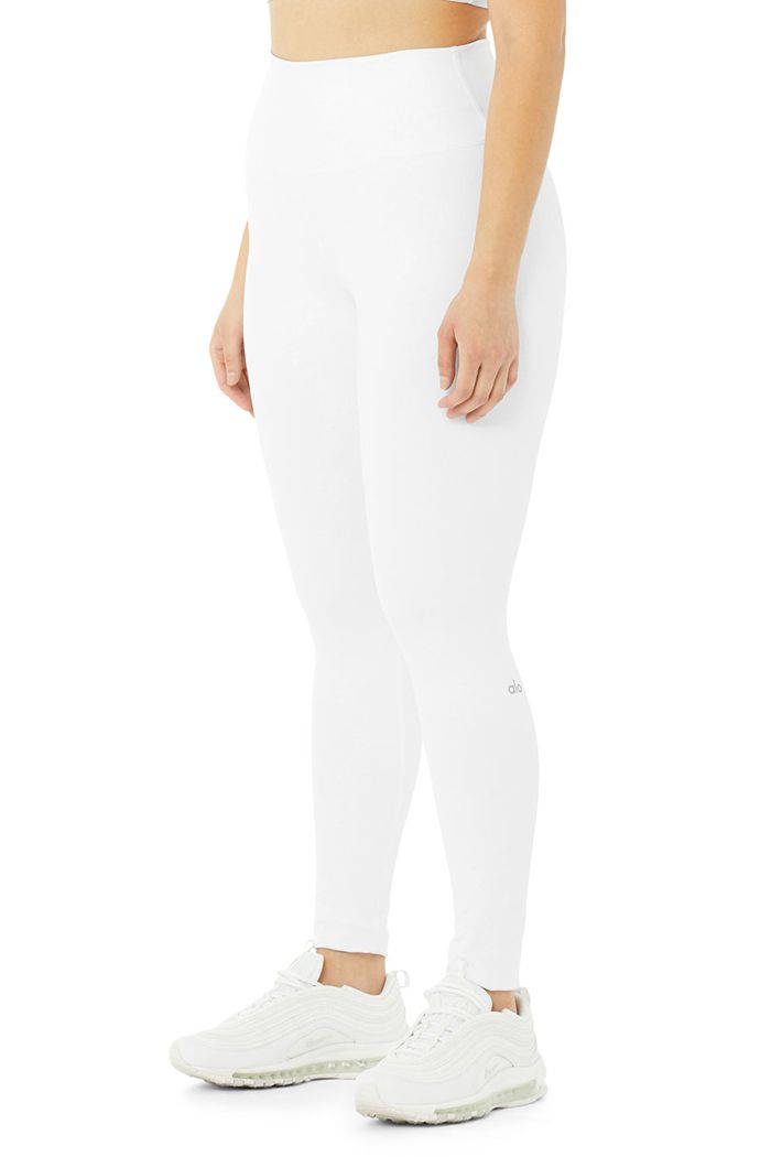 White Alo Yoga High-Waist Airbrush Women's Leggings | 35082UEPW