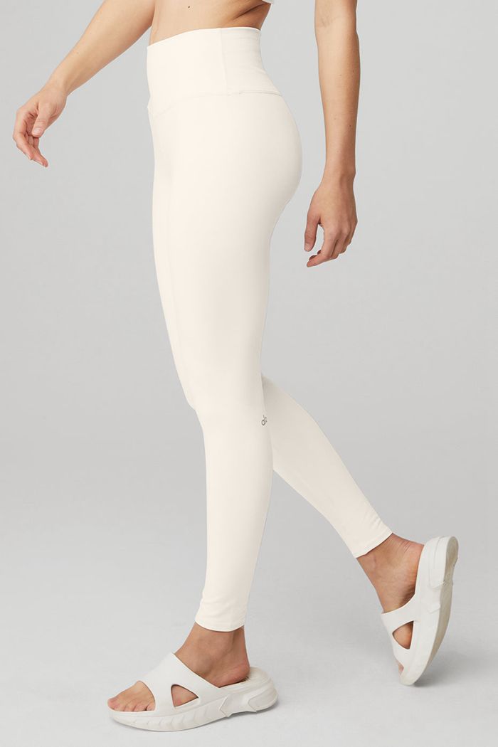 White Alo Yoga High-Waist Airbrush Women's Leggings | 94536FNEC