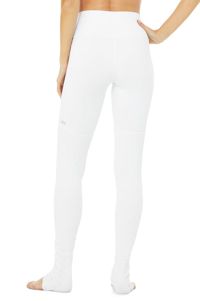 White Alo Yoga High-Waist Goddess Women's Leggings | 91805YKIT