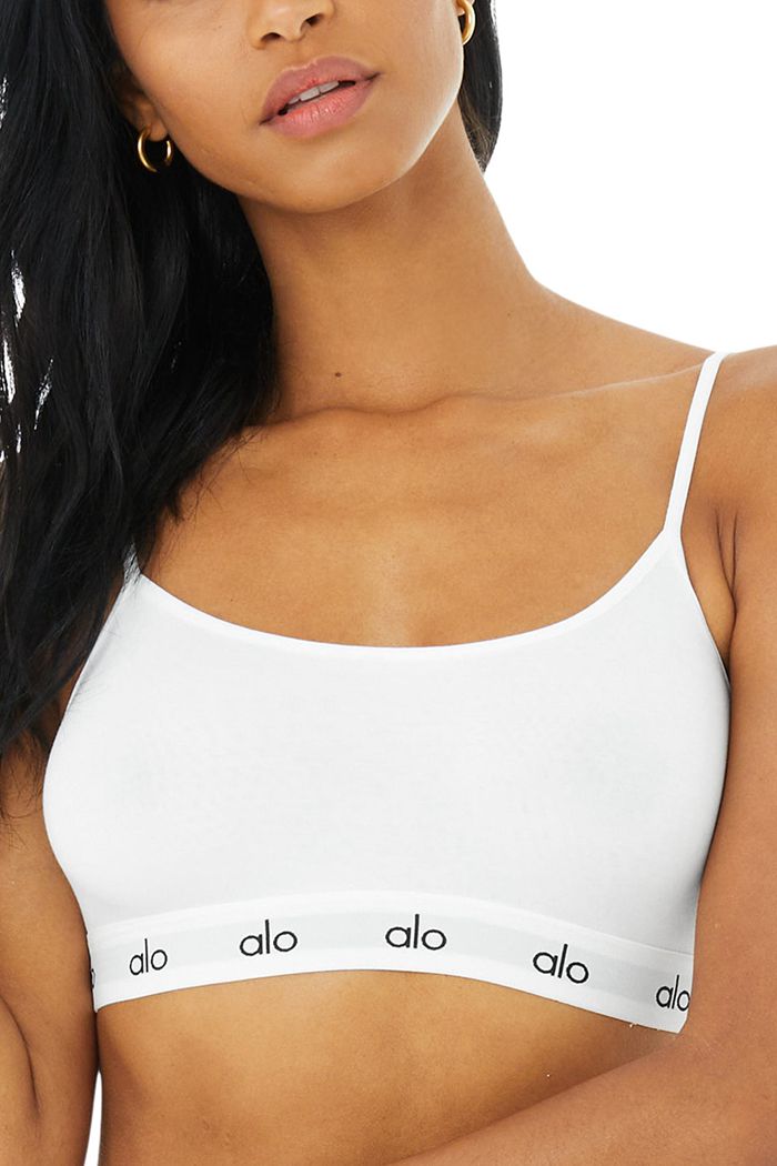 White Alo Yoga Icon Cami Women's Bras | 80295BLAY