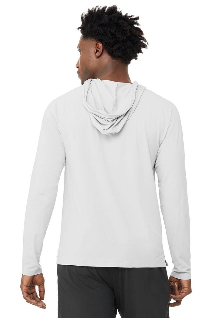 White Alo Yoga Idol Hooded Runner Men's Hoodie | 24809CMGW