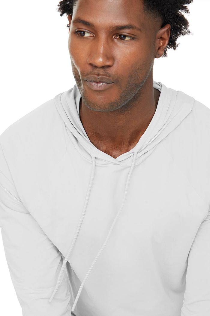 White Alo Yoga Idol Hooded Runner Men's Hoodie | 24809CMGW