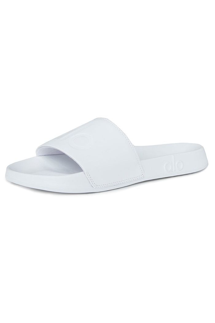 White Alo Yoga It Slide 2 Women\'s Shoes | 05198GPRH