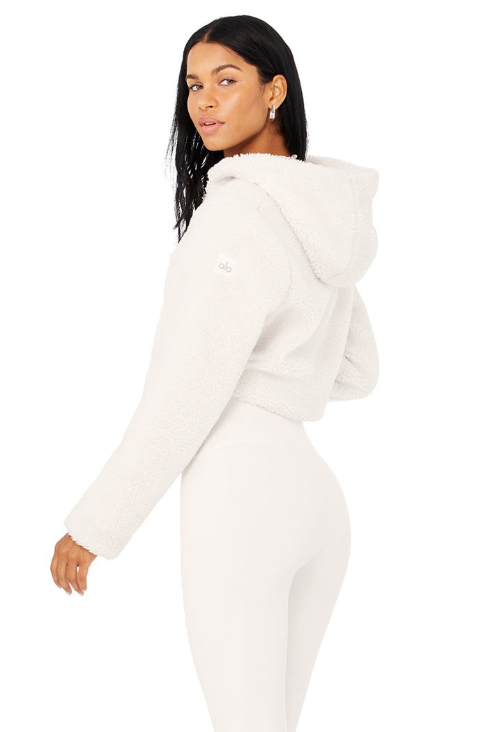 White Alo Yoga LA Sherpa Women's Jackets | 80976HPLS