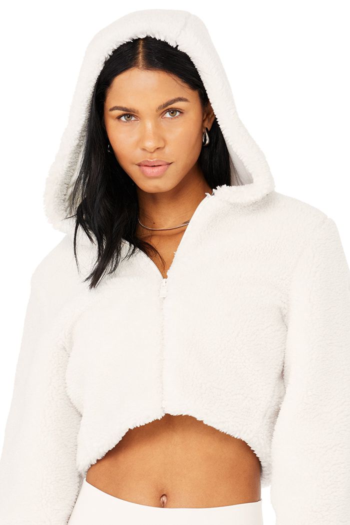 White Alo Yoga LA Sherpa Women's Jackets | 80976HPLS