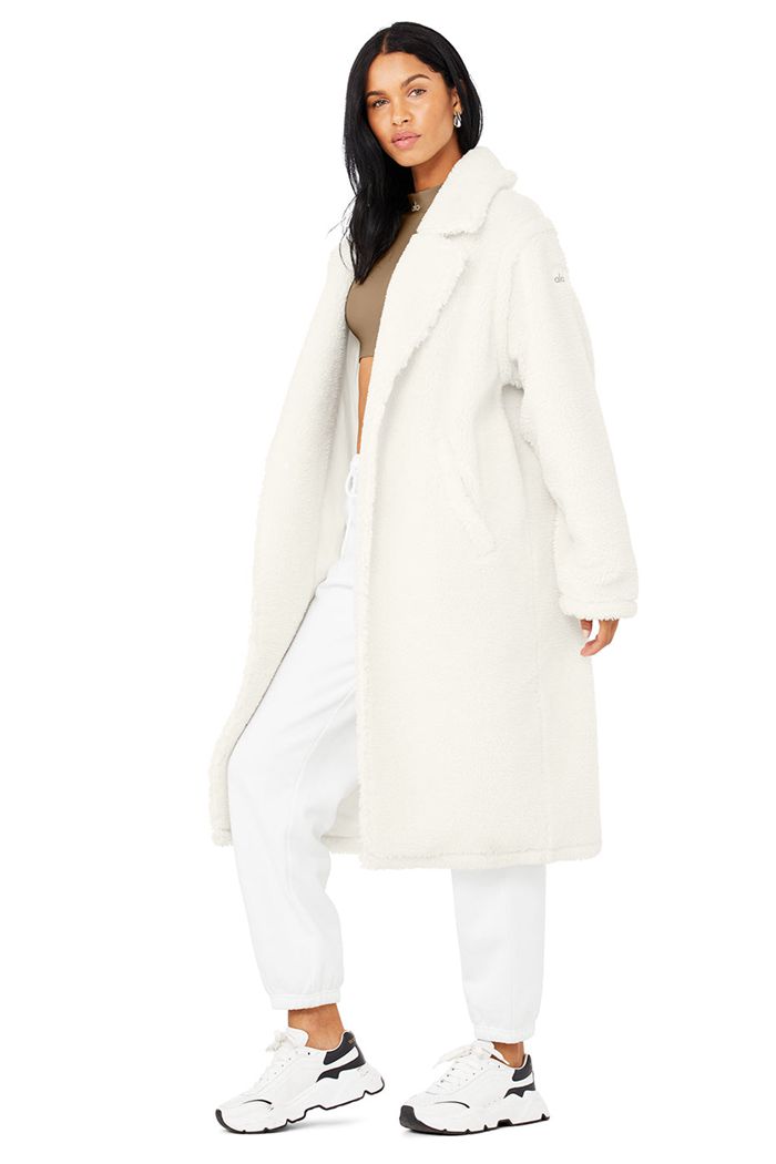 White Alo Yoga Oversized Sherpa Trench Women's Coat | 57481WICQ