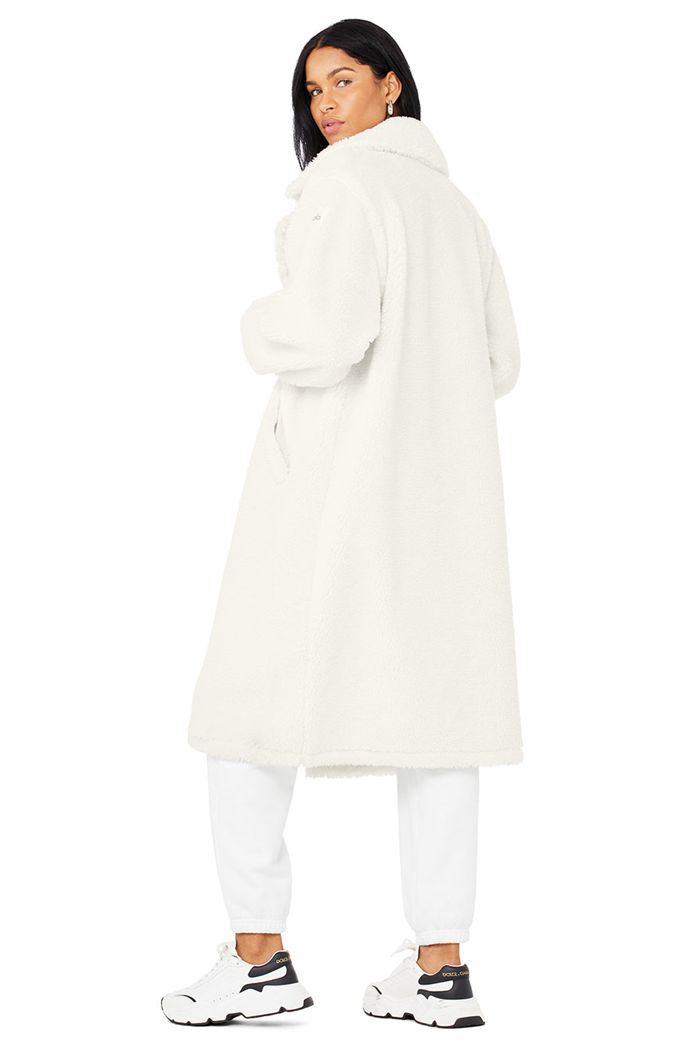 White Alo Yoga Oversized Sherpa Trench Women's Coat | 57481WICQ