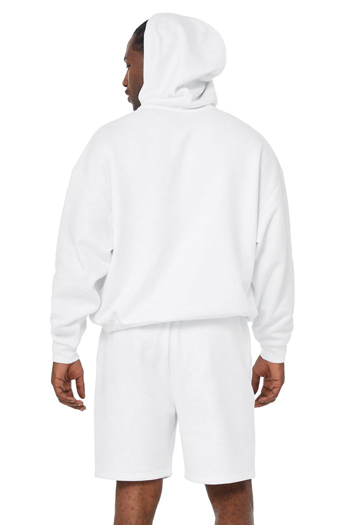 White Alo Yoga Pride Accolade Men's Hoodie | 60594ASCF