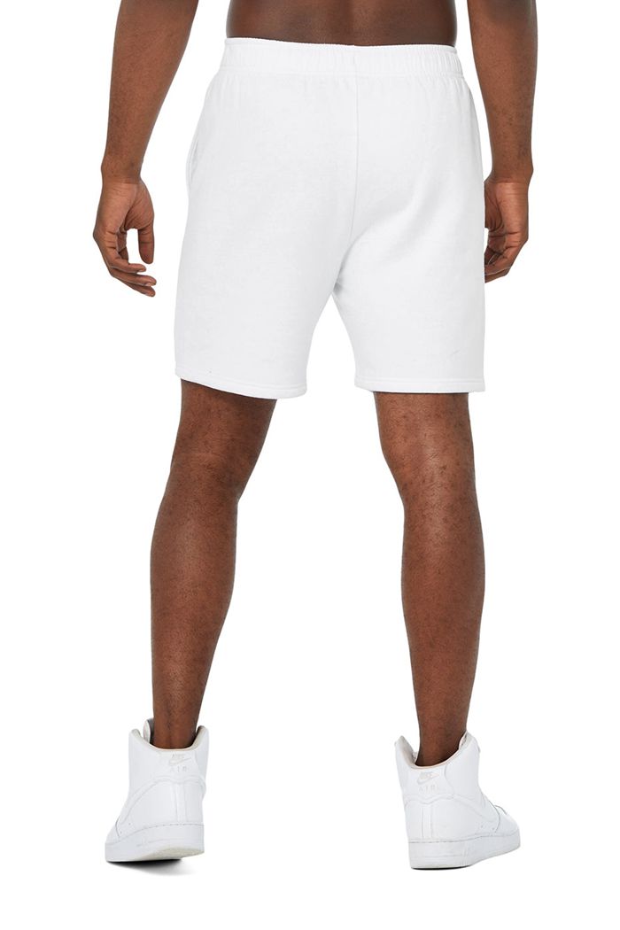 White Alo Yoga Pride Accolade Sweat Men's Short | 72351NACX