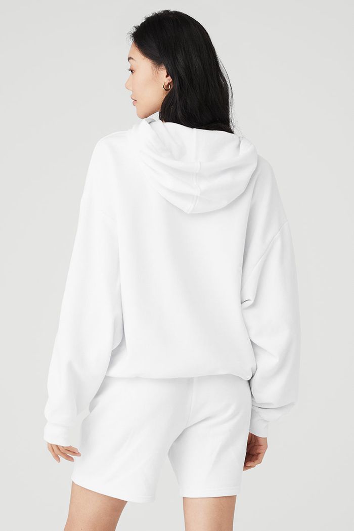 White Alo Yoga Pride Accolade Women's Hoodie | 35964EIQX