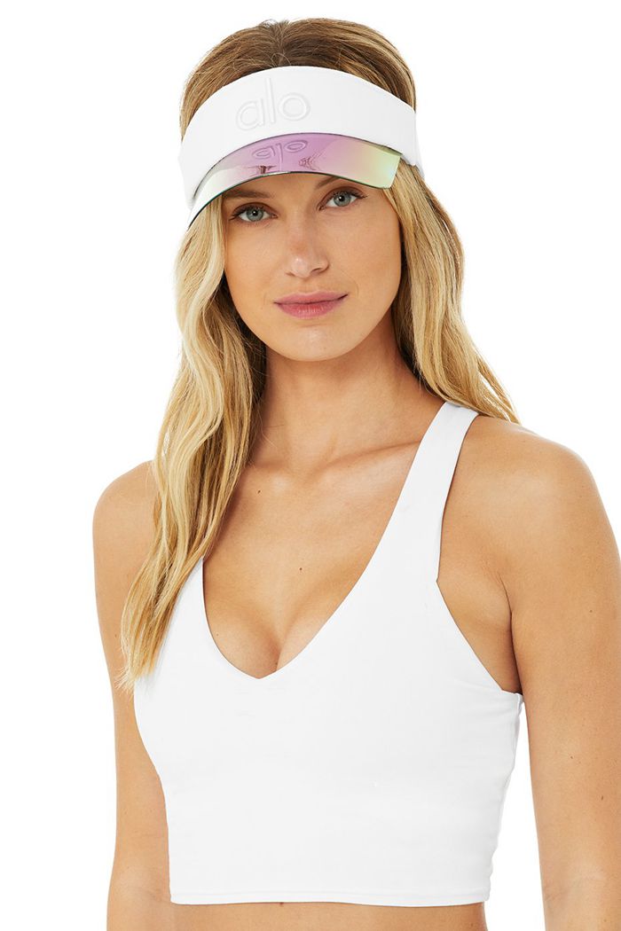 White Alo Yoga Solar Women's Visor | 75861IYEA