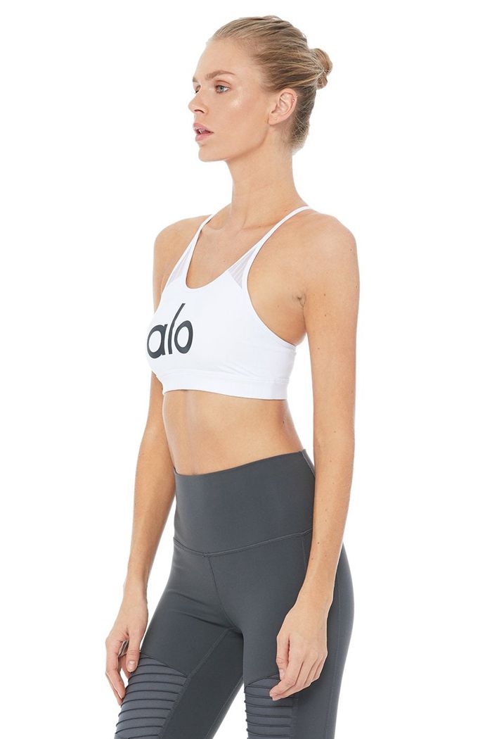 White Alo Yoga Starlet Women's Bras | 94536KZAL