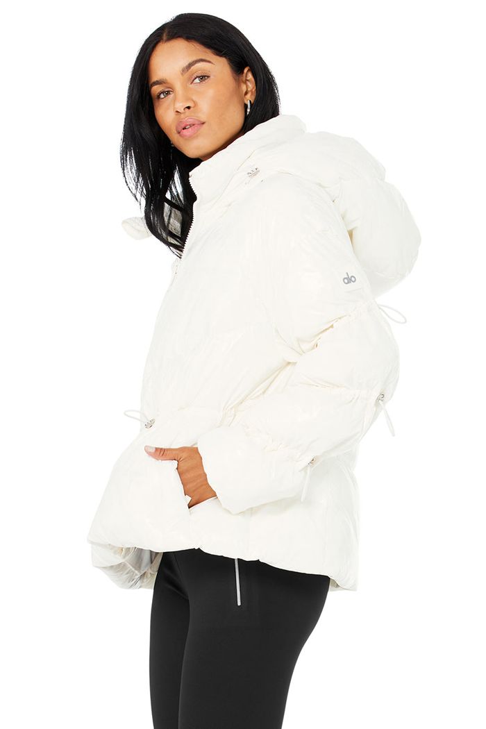 White Alo Yoga Stunner Puffer Women's Jackets | 40682RMPD