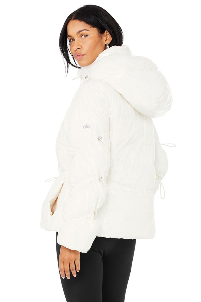 White Alo Yoga Stunner Puffer Women's Jackets | 40682RMPD