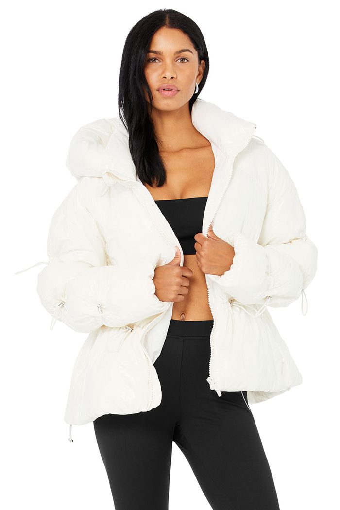 White Alo Yoga Stunner Puffer Women's Jackets | 40682RMPD